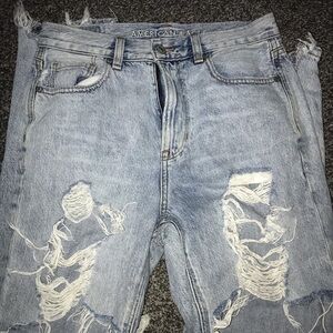 American Eagle Outfitters Men's Light Blue Distressed Jeans